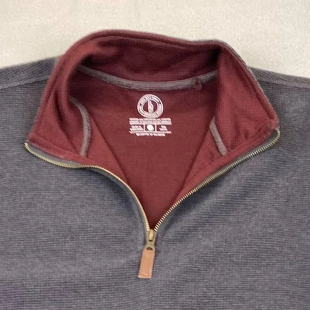 One Day Away Mens Quarter Zip Thermal Shirt Jacket XXL Gray Pullover Waffle Knit